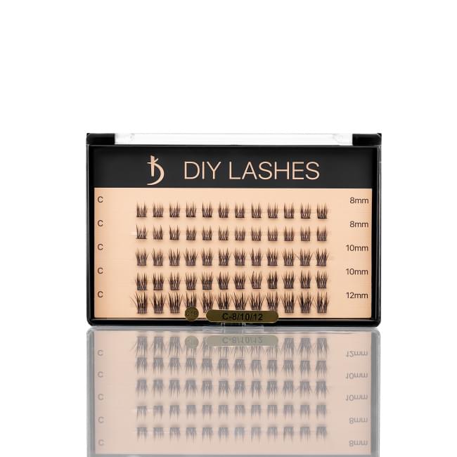 Накладні вії DIY LASHES 01B C 0,07 (8 mm - 2, 10 mm - 2, 12 mm - 1)