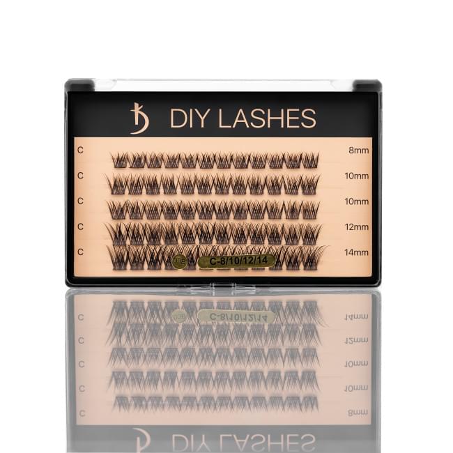 Накладні вії DIY LASHES 03B C 0,07 (8 mm - 1, 10 mm - 2, 12 mm - 1, 14 mm - 1)