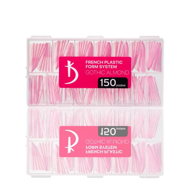Многоразовые верхние френч-формы French plastic form system, форма: современный миндаль (150 шт/уп)