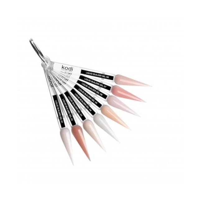 Палитра жидких моделирующих гелей Liquid builder gel, стилет (8 типс)
