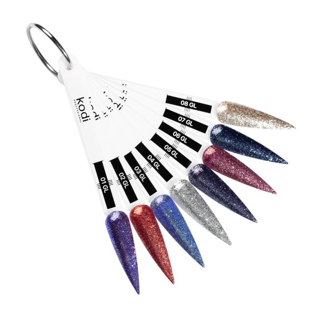 Палитра оттенков гель-лаков коллекции Glam Gloss (8 типс) Палитра оттенков гель-лаков коллекции Glam Gloss (8 типс)