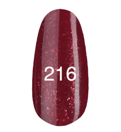 Гель-лак № 216 (Глибокий карміновий з дрібним золотим глітером) 8 мл.