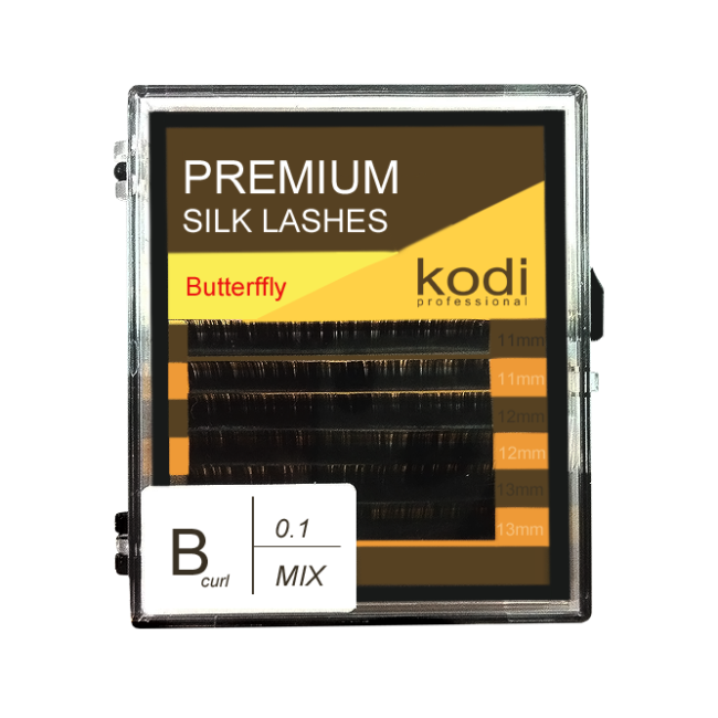 Вії B 0.1 (6 рядів: 11/12/13 mm), упаковка Butterfly