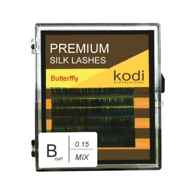 Ресницы зеленые B 0.15 (6 рядов: 12 mm), упаковка Butterfly Ресницы зеленые B 0.15 (6 рядов: 12 mm), упаковка Butterfly
