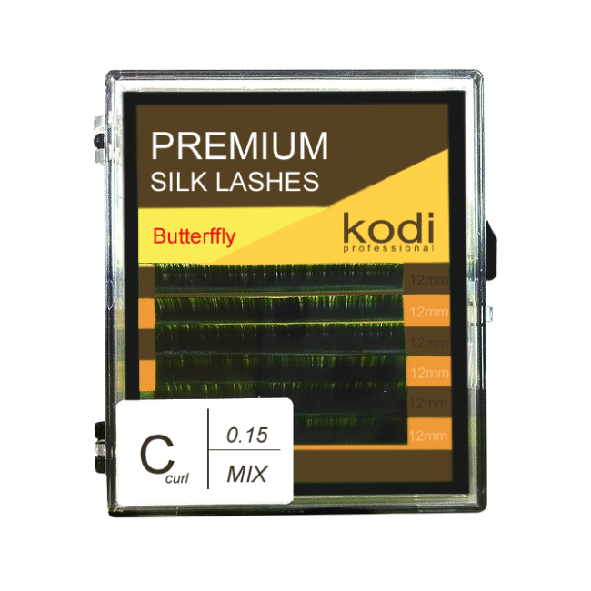 Ресницы зеленые C 0.15 (6 рядов: 12 mm), упаковка Butterfly Ресницы зеленые C 0.15 (6 рядов: 12 mm), упаковка Butterfly