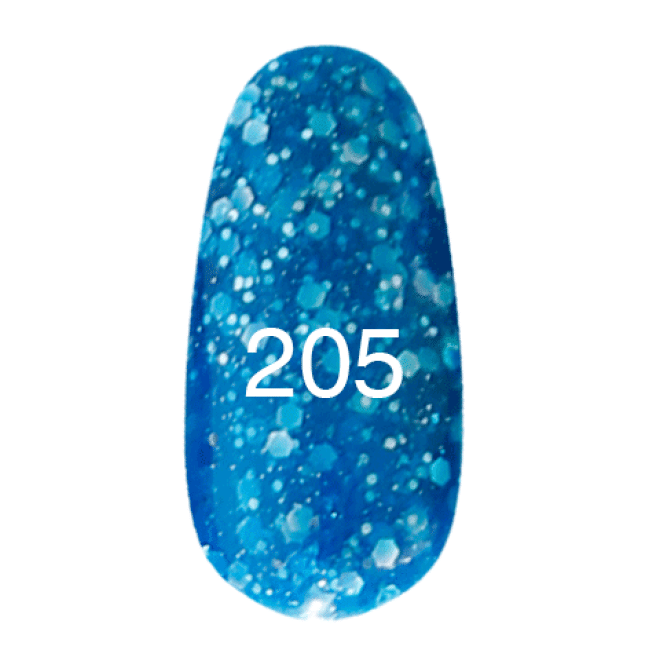 Гель-лак № 205 (синій з блискітками різних розмірів) 12 мл. Гель-лак № 205 (синій з блискітками різних розмірів) 12 мл.