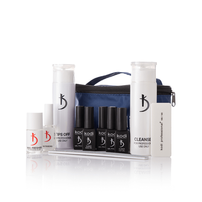 Набор для покрытия ногтей гель-лаком "Basic" в синей косметичке