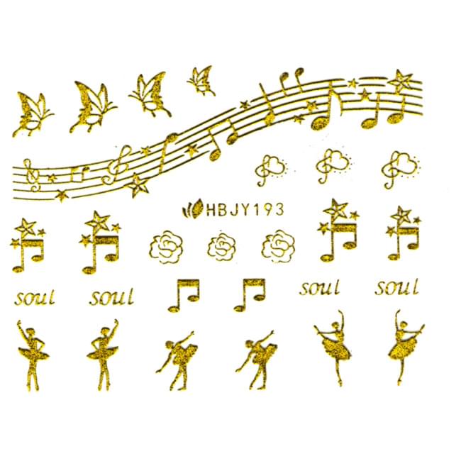 Наклейки для ногтей (стикеры) Nail Art Stickers 193 Gold