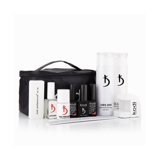 Набор для покрытия ногтей гель-лаком "Basic mini" в бордовой косметичке Набор для покрытия ногтей гель-лаком "Basic mini" в бордовой косметичке