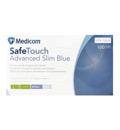 Перчатки нитриловые неопудренные Medicom (размер L, голубые)