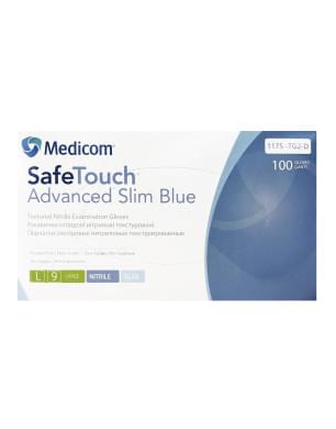 Перчатки нитриловые неопудренные Medicom (размер L, голубые)
