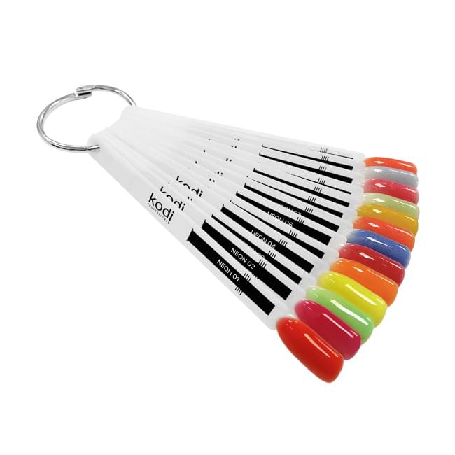 Палитра оттенков цветного базового покрытия Color Rubber Base Neon (13 типс) Палитра оттенков цветного базового покрытия Color Rubber Base Neon (13 типс)