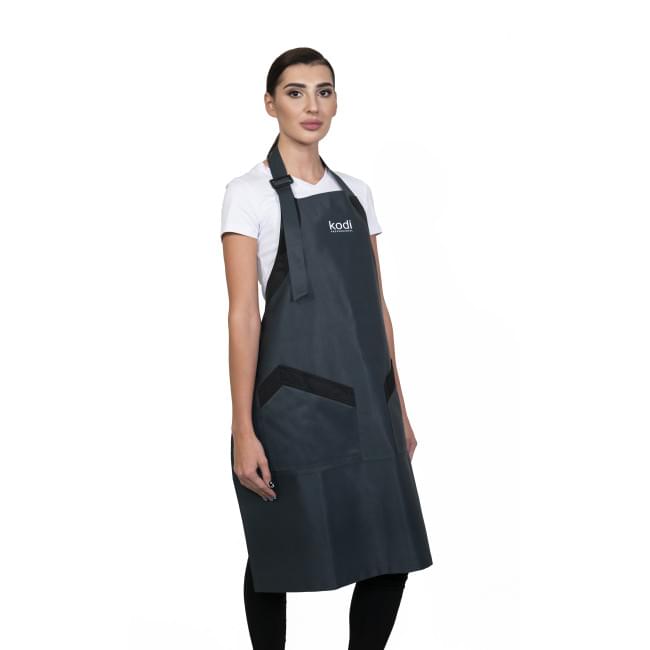 Фартук Kodi серый с черными вставками, белый логотип (длинный) Фартук Kodi серый с черными вставками, белый логотип (длинный)
