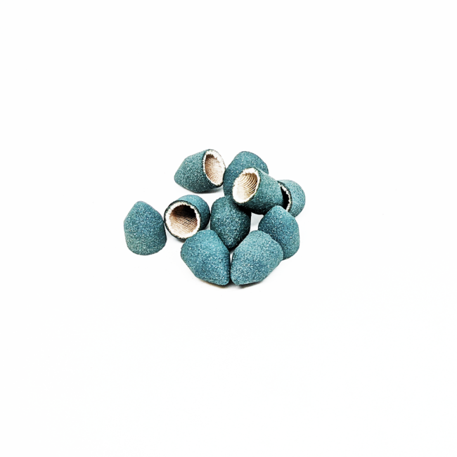 Набор колпачков для педикюра, форма: заостренный цилиндр, 150 грит, средний абразив, диаметр 10,0 мм (10шт/уп), Kp10tmK Набор колпачков для педикюра, форма: заостренный цилиндр, 150 грит, средний абразив, диаметр 10,0 мм (10шт/уп), Kp10tmK