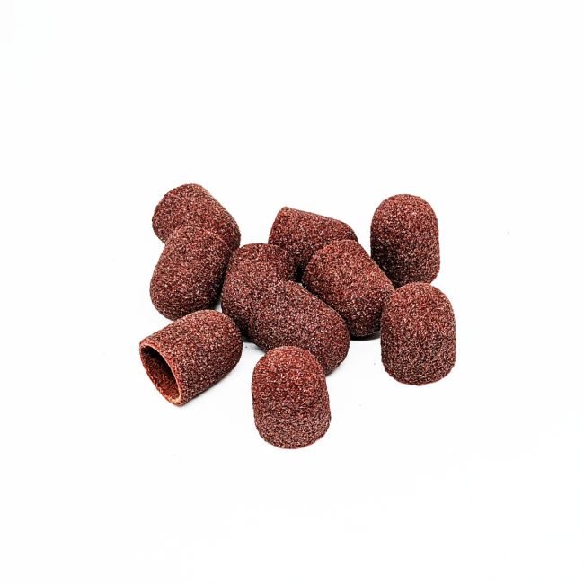 Набір ковпачків для педикюру заокруглений циліндр, 80 гріт, твердий абразив, діаметр 13,0 мм (10шт/уп), Kp130cK