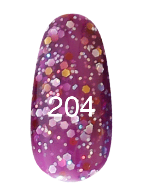 Гель-лак № 204 (фіолетовий з голограмним глітером) 8 мл.