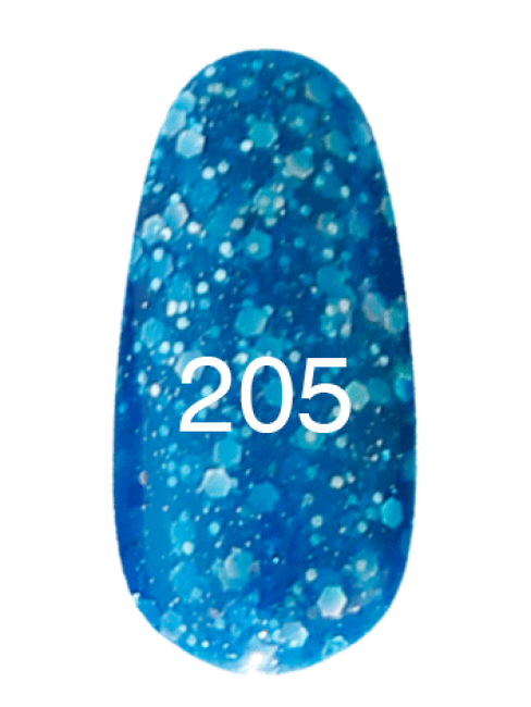 Гель-лак № 205 (синій з блискітками різних розмірів) 12 мл.