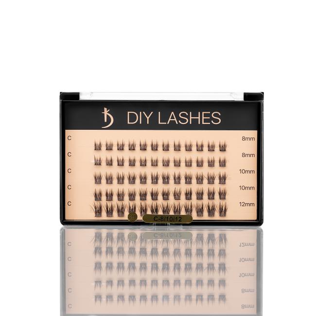 Накладні вії DIY LASHES 01B C 0,07 (8 mm - 2, 10 mm - 2, 12 mm - 1)