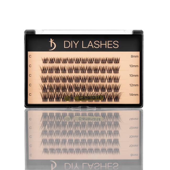 Накладні вії DIY LASHES 03B C 0,07 (8 mm - 1, 10 mm - 2, 12 mm - 1, 14 mm - 1)