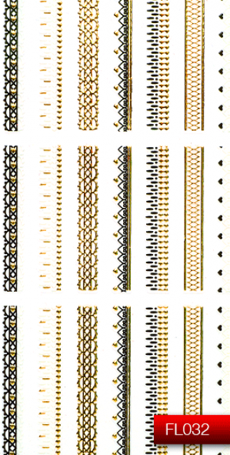 Наклейки для ногтей (стикеры) Nail Art Stickers FL 032 (золото)