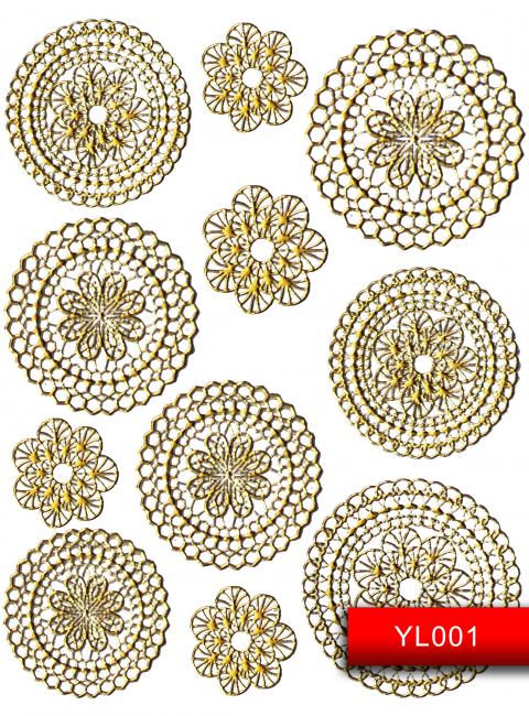Наклейки для ногтей (стикеры) Nail Art Stickers YL001 Gold
