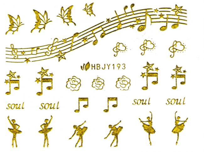 Наклейки для ногтей (стикеры) Nail Art Stickers 193 Gold