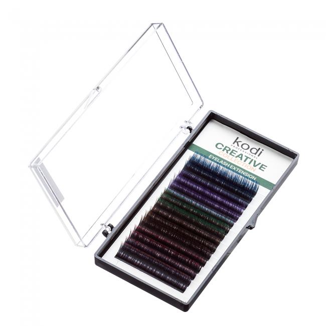 Ресницы черные с цветными кончиками D 0.07 (16 рядов: 10-11) Creative Collection