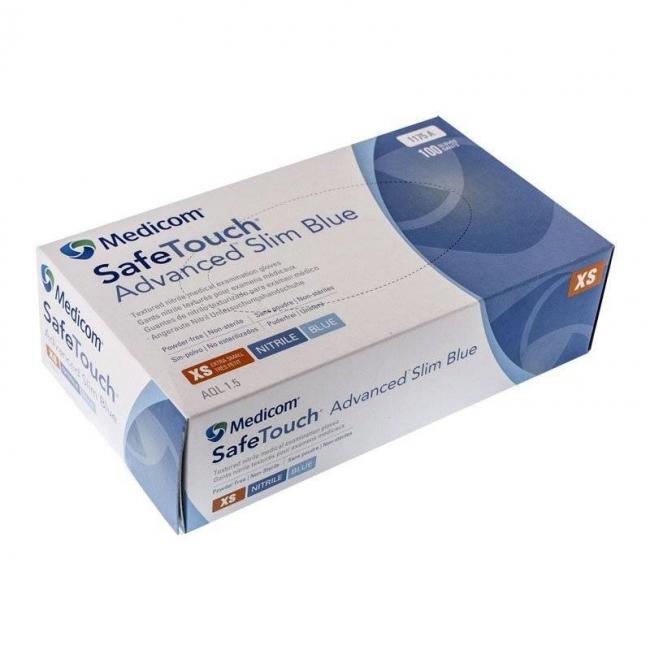 Перчатки нитриловые неопудренные Medicom (размер М, голубые)