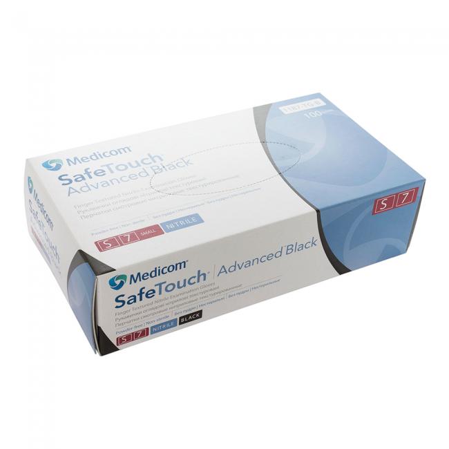 Перчатки нитриловые неопудренные Medicom 1187 (размер XS, черные)